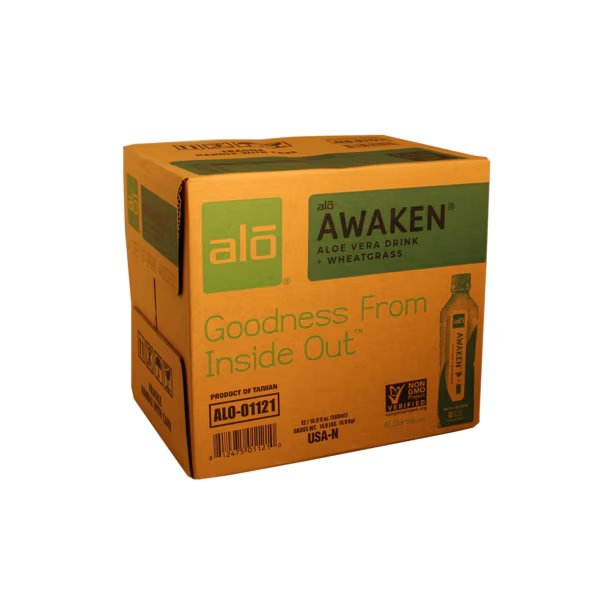 Awaken Aloe & Wheatgrass 16.9 fl. oz., PK12, Alo Drink, Mfr#: ALO-01121